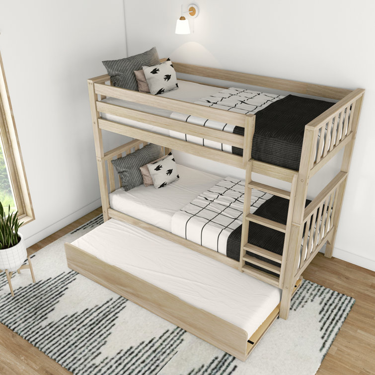 Franics Twin over Twin Solid Wood Standard Bunk Bed with Trundle by Harriet Bee