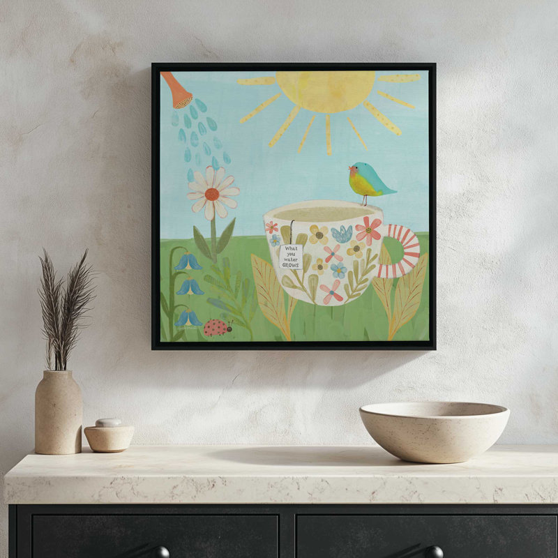 «Spring Tea» par Katie Doucette, reproduction d'art, Toile avec cadre, L 30 po x H 30 po, Argent