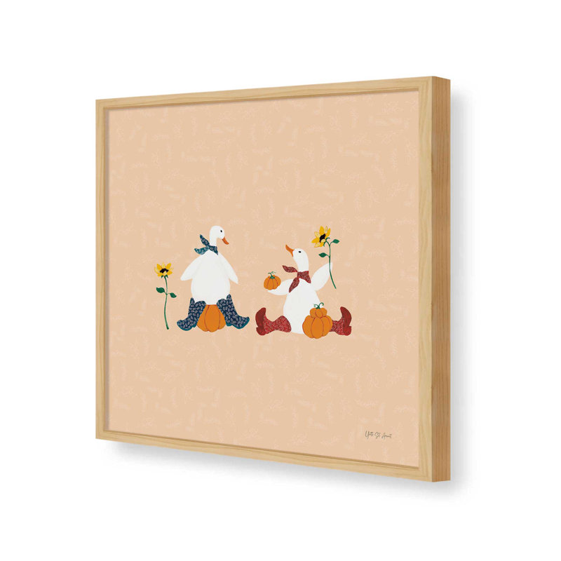 «Ducks in the Pumpkin Patch III» par Yvette St. Amant, reproduction d'art, H 20 po x l 20 po, Érable