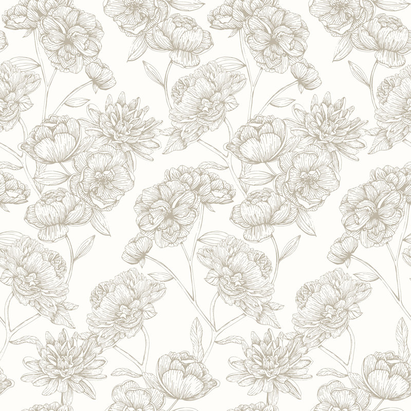 Papier peint floral doré à peler et coller Oxblood, Blanc