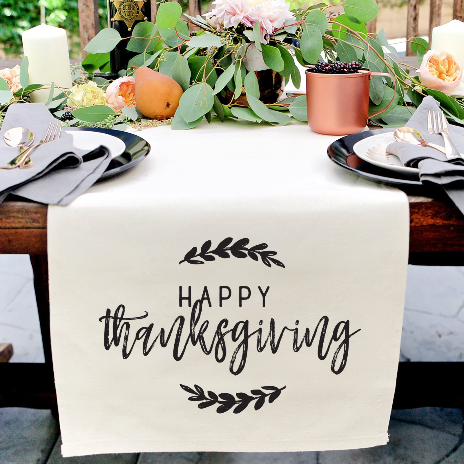 The Holiday Aisle® Jordana Happy Thanksgiving Fall Table Runner | Wayfair