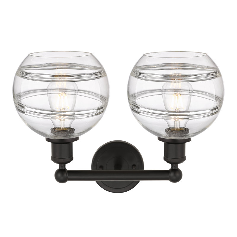 Éclairage pour meuble-lavabo à 2 lumières à intensité variable Bienes, Transparent, Bronze huilé