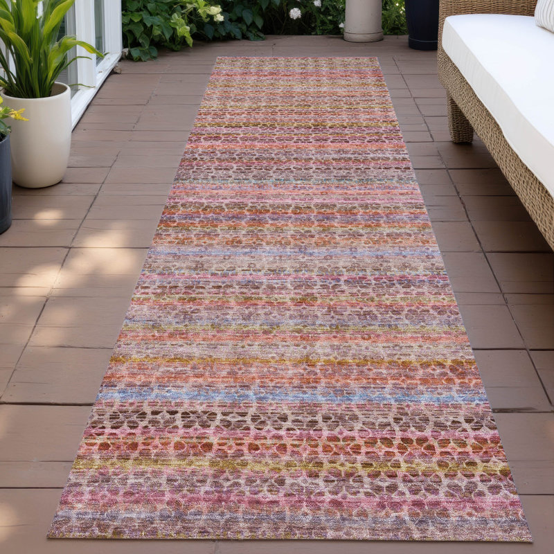 Machine Washable Indoor/Outdoor Oden ACN2155 Striped Rug, Runner 2'3" x 7'6"