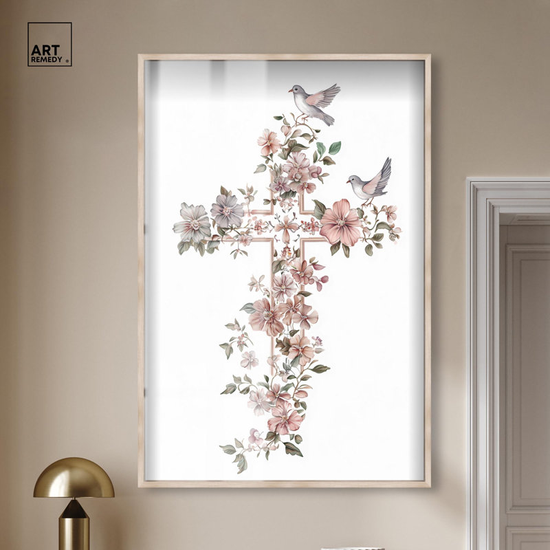 «Living Cross II Shadowbox», art mural Jésus par Art Remedy, cadre blond, 37 x 55, H 55 po x l 37 po, Cadre blond