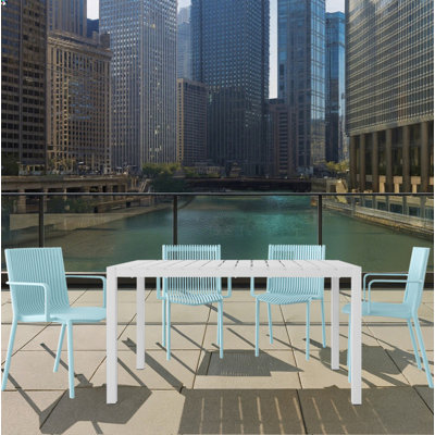 4 pièces Fauteuil empilable en PP bleu clair pour l'intérieur et l'extérieur