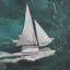 «Hobie Sailing a Hand», reproduction d'art encadrée texturée matte sous verre
