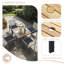 Ensemble de table de salle à manger 5 pièces avec trou pour parasol pour jardin, cour et pelouse-763650051-763650049