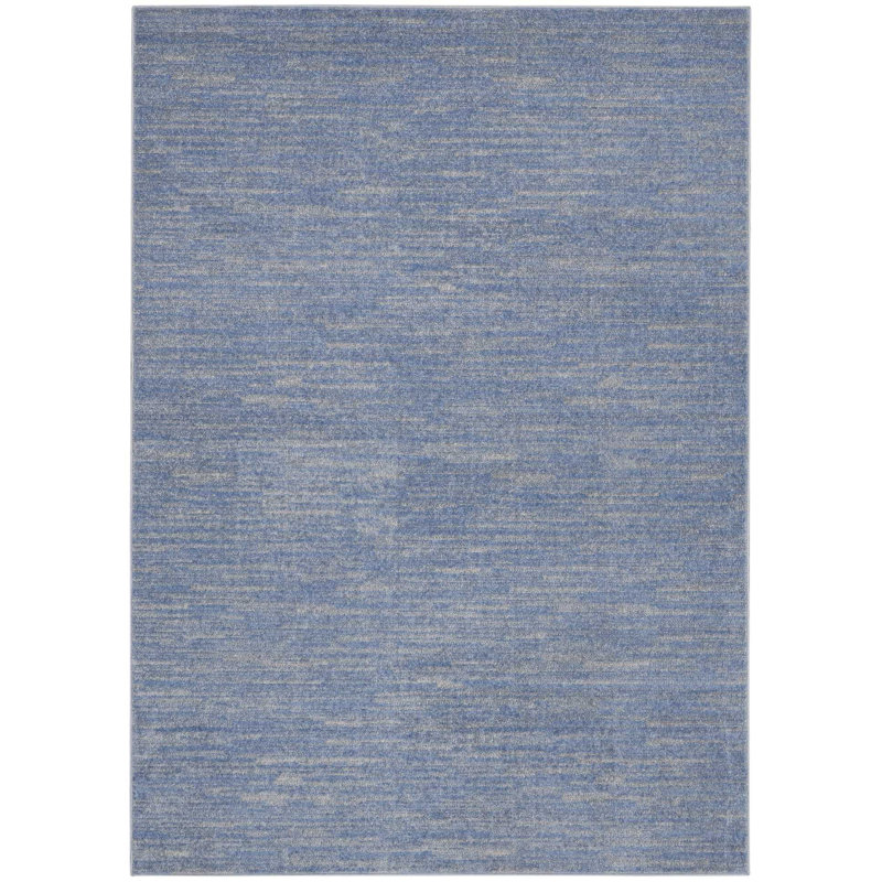 Mulican Solid Color Machine Made Power Loom Polypropylene Indoor / Outdoor Area Rug in Blue, Rectangle 5' x 7'