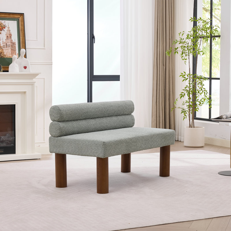 Boucle Upholstered Bench, Green