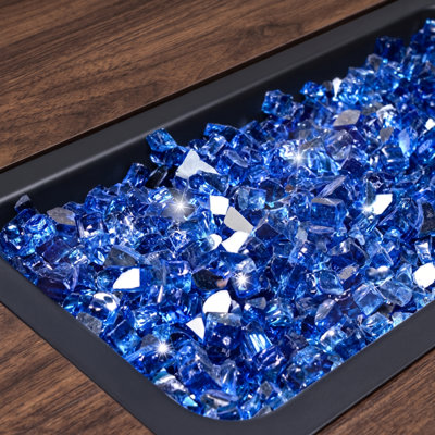 Pierres de verre réfléchissant bleu cobalt de 35 livres, pierres décoratives de 1/2 pouce pour foyer au propane, foyer et table foyer
