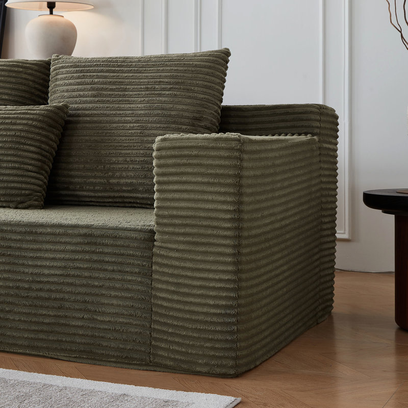Canapé en Corduroy Cloud, H 30 po x l 109 po x P 40,5 po, 3, Vert