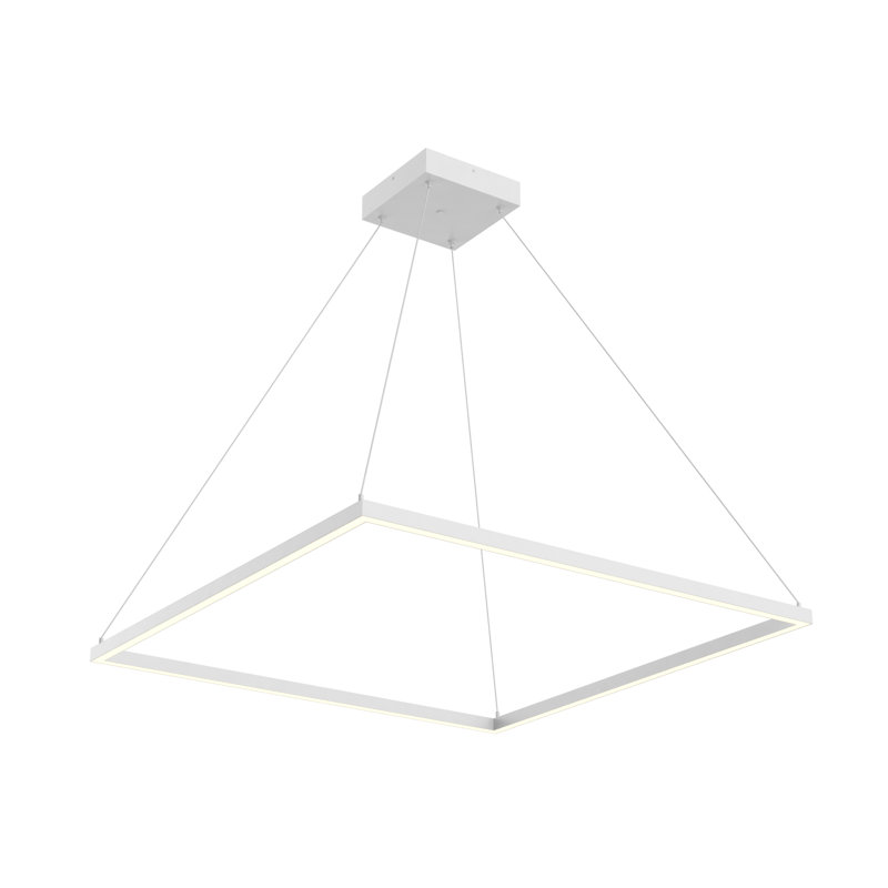 Piazza White LED Square Aluminum Chandelier 35.38"