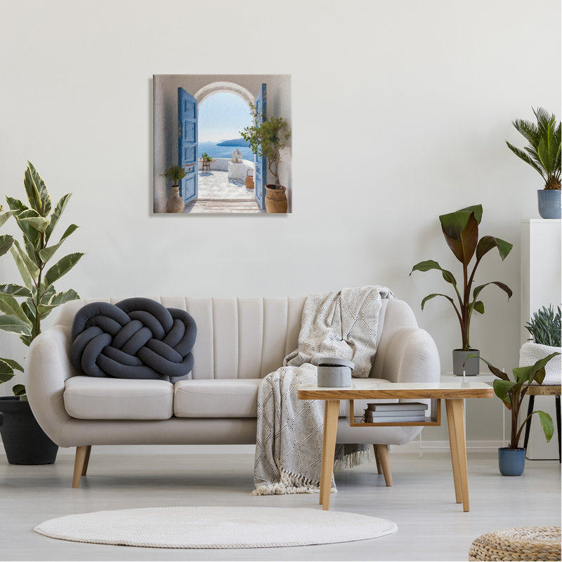 Blue Greek Door Scenery  Canvas Wall Art by LSR Design Studio, 24" H x 24" W x 1.5" D