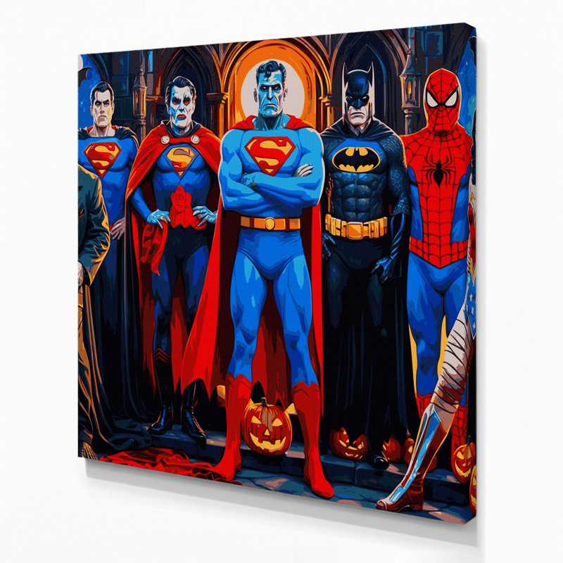 «Halloween Pop culture Halloween mashups», art mural sur toile mauve, H 12 po x l 12 po