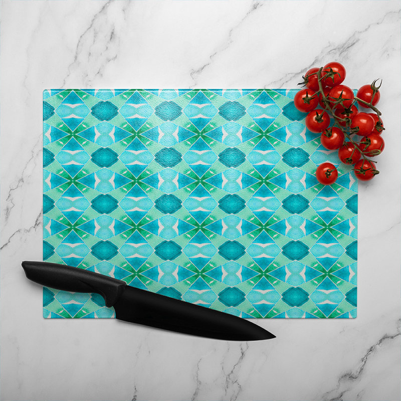 Cool Boho Chic Summer Glass Chopping Board, 40cm L x 28cm W
