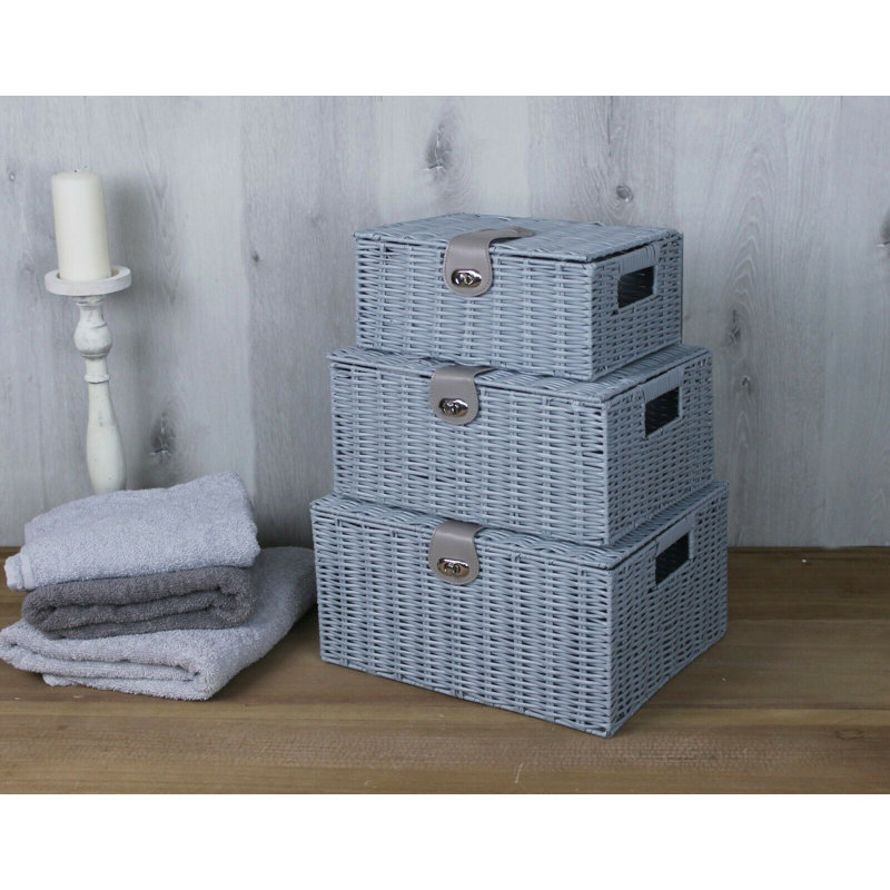Wicker Laundry Set, Grey