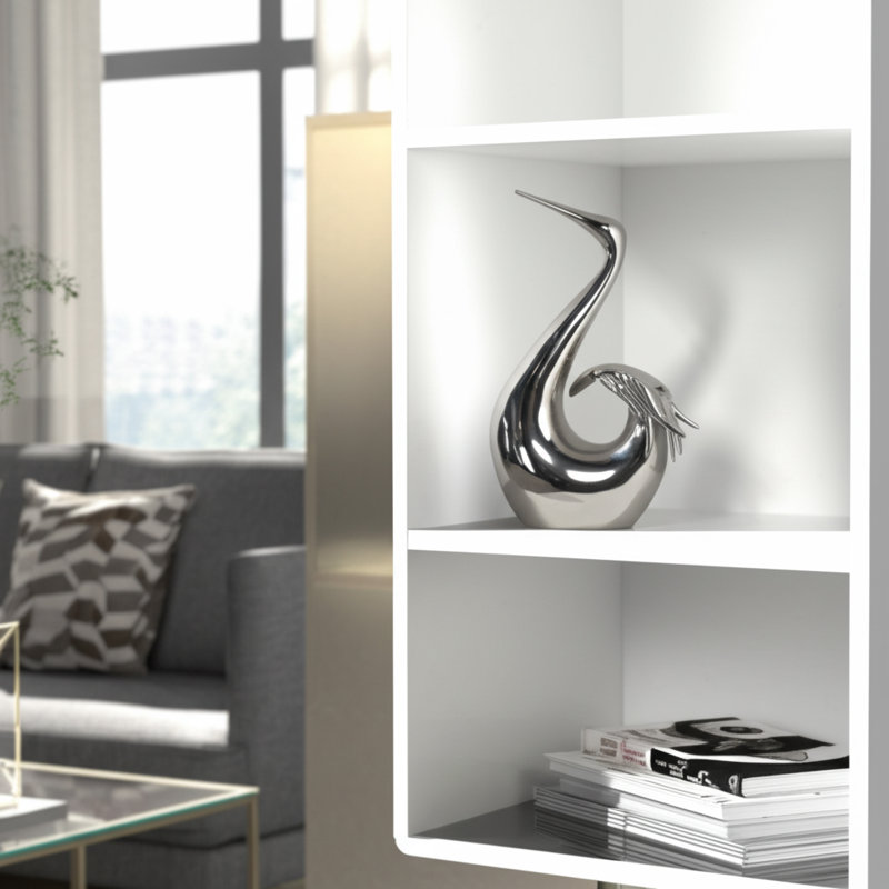 Stylish Bowling Swan Decorative Objects Statue For Home Decor -  Decorations For Living Room Sculpture Or Figurine - 11", Silver