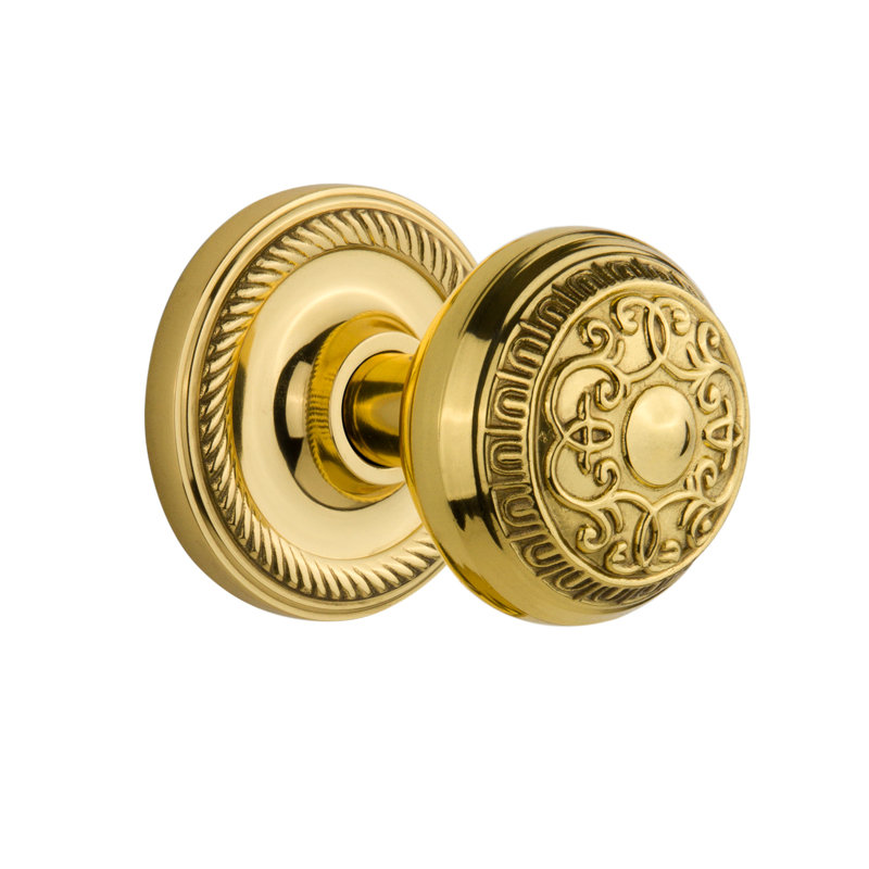 Rosette en corde avec bouton de porte œuf et fléchettes, Laiton poli, 2 3/8 po