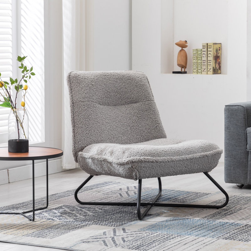 Addysun Upholstered Slipper Chair, Light Grey