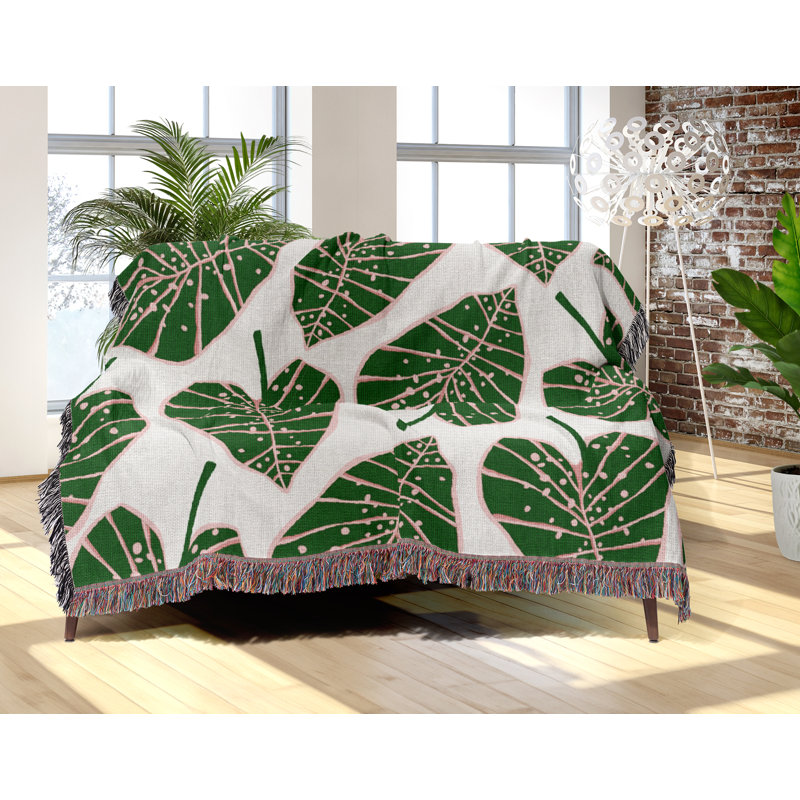 Jeté en coton Caladium, 50 x 70, Vert