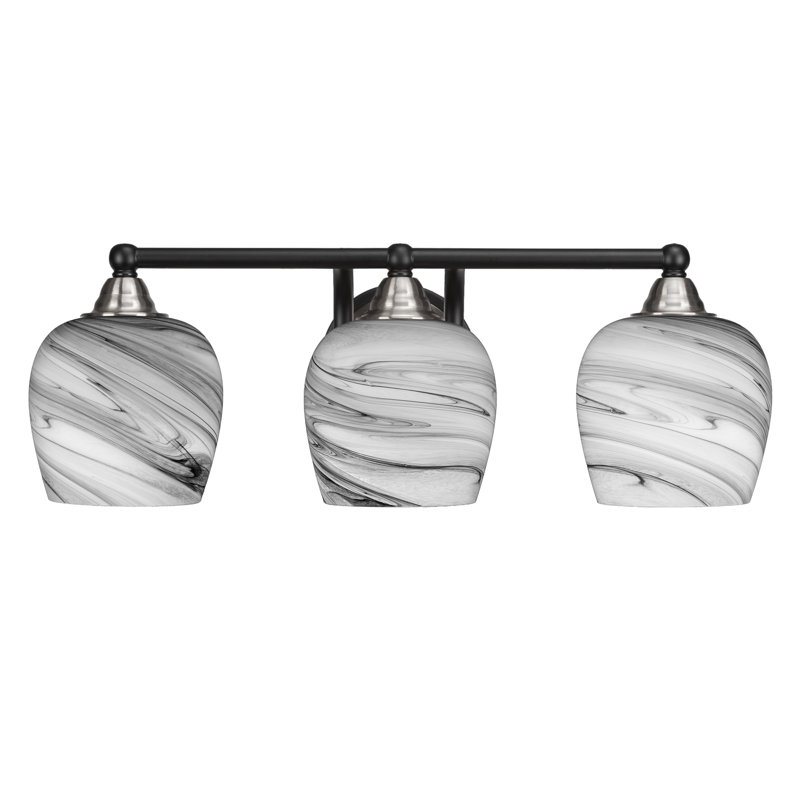 Michell 3-Light Bath Bar, Onyx Swirl, Matte Black/Brushed Nickel
