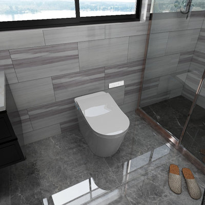 Smart Toilet With Built-In Heated Seat, Tankless Toilet With Auto Flushing, Adjustable Seat Temp, Flush Remote Control LED Digital Display, Elongated