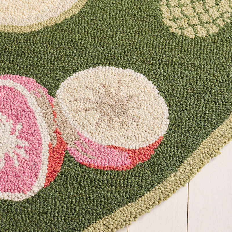 Demitro Hand Hooked Wool Rug, Oval 7'6" x 9'6" 