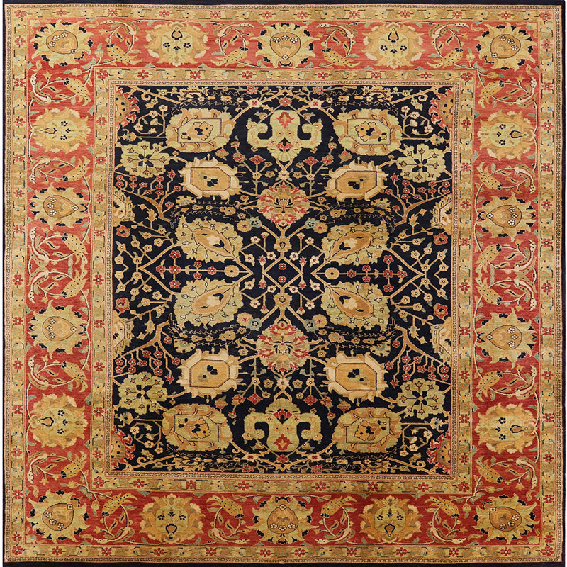 Tapis bleu marine / brun Sergius, Carré 5 pi