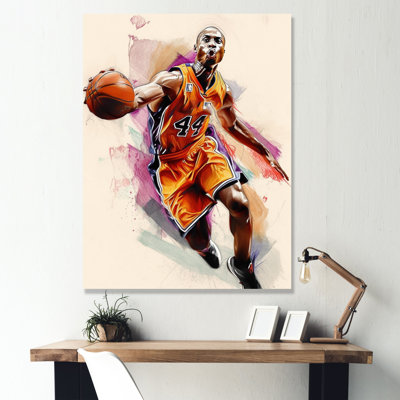 Dessin d'un joueur de basketball en action sur toile