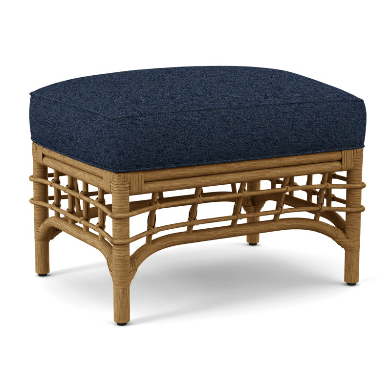 Luca Upholstered Ottoman, Honey, Basic Navy; 0317-61