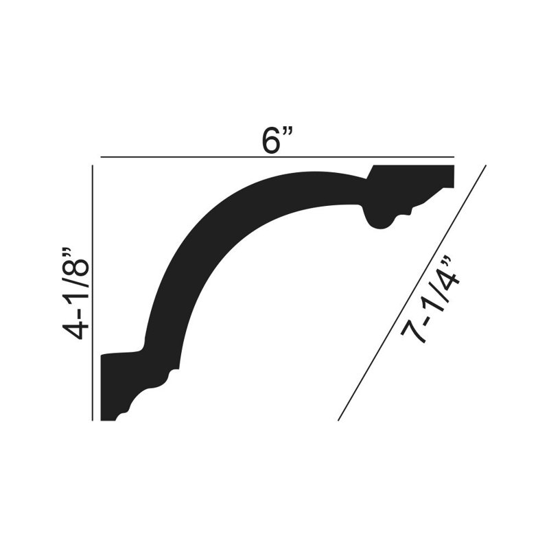 Moulure couronnée en polyuréthane 6 po x 4-1 / 8 po x 6 po