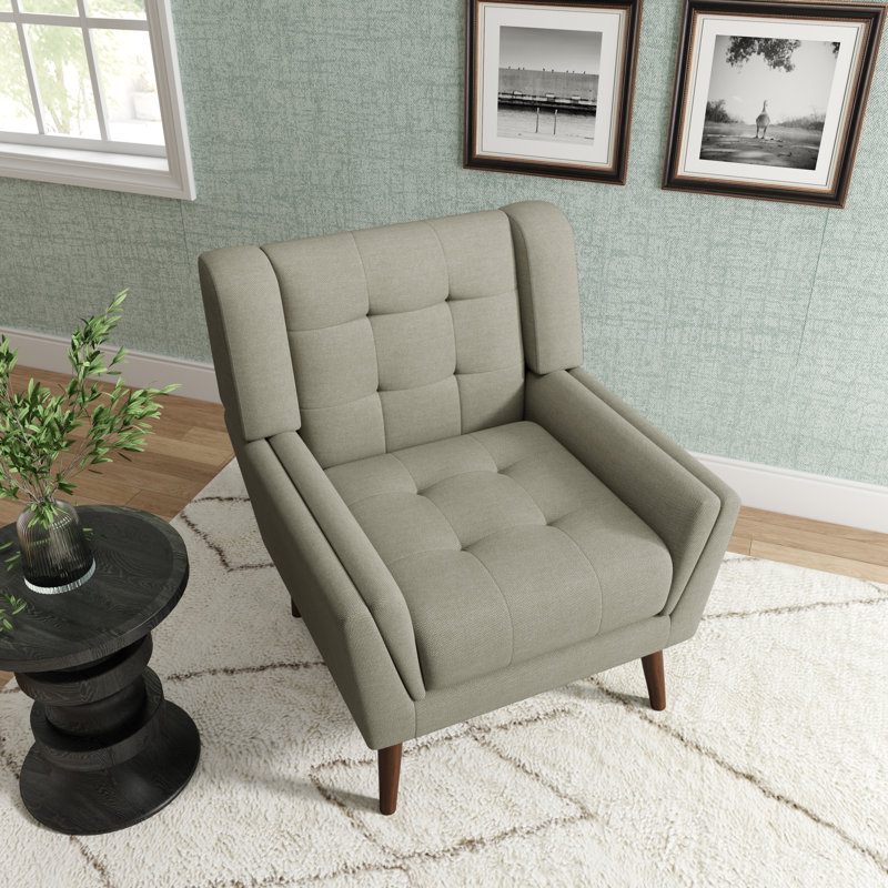 Jaqueze 75.2Cm Wide Tufted Armchair, Beige Grey Polyester Blend