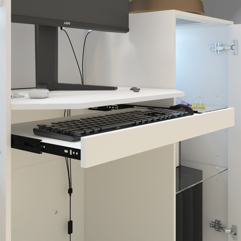 Modern Reception Desk With LED Lighting And Ample Storage For Office Or Retail Spaces