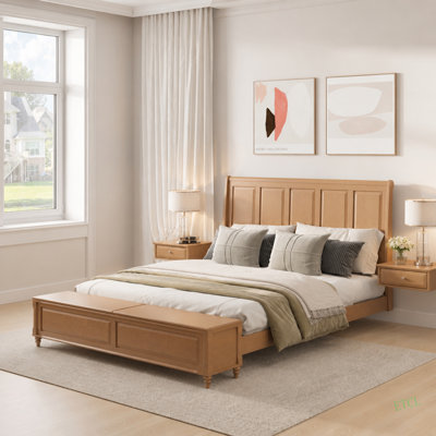 Structure de lit avec tête de lit haute et banc de rangement, lit-bateau en bois avec coffre de rangement de 79 po, aucun sommier nécessaire
