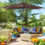 Parasol solaire 9 'x 7' avec lumières à DEL, inclinaison et manivelle, extérieur brun, pour patio, terrasse, jardin, piscine 7 ', cour idéale, piscine, plage