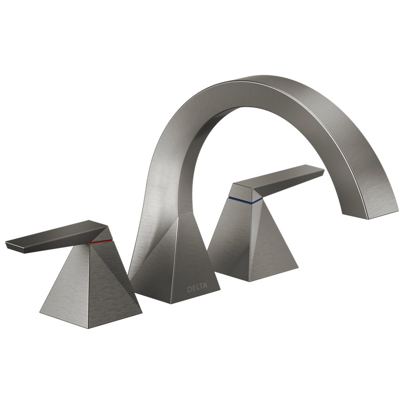 Trillian Double Handle Deck Mounted Roman Tub Faucet Trim, Black Stainless