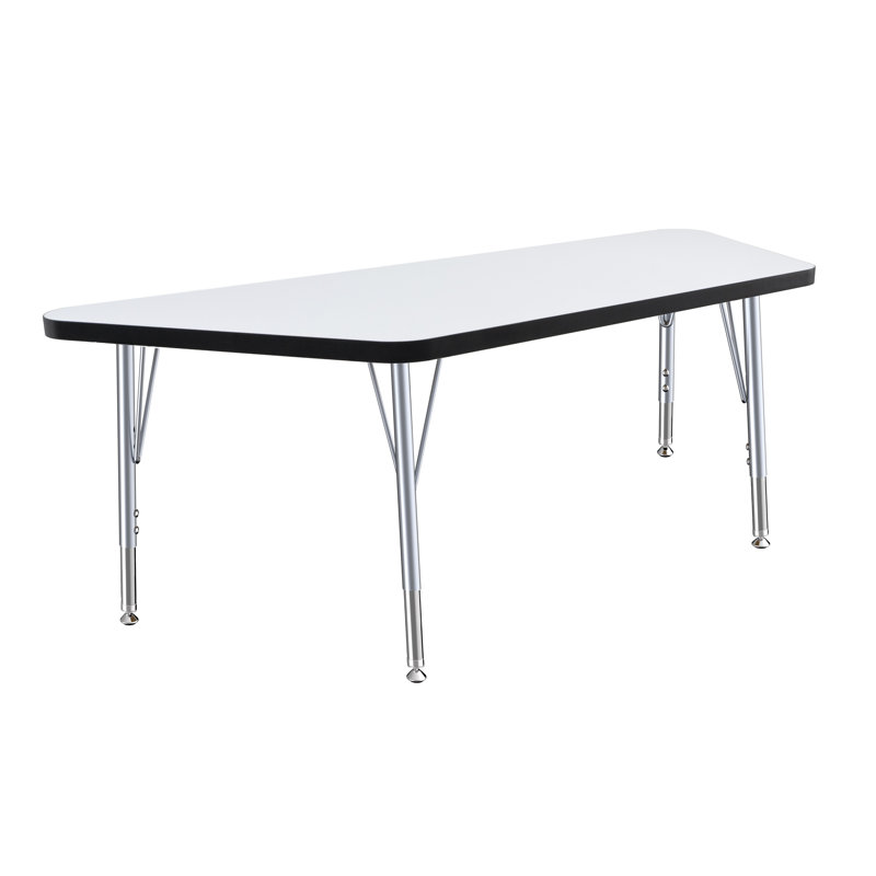 Table d'activité thermofusionnée ovale 30 "x 60" avec pieds réglables standard, Blanc / argenté