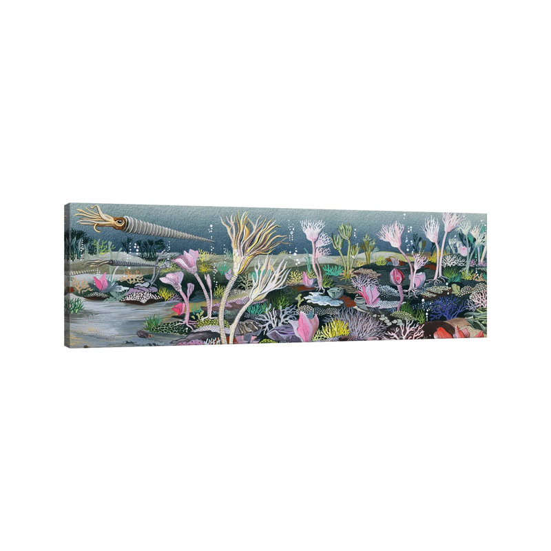 «Silurian Seascape», reproduction d'art sur toile tendue, 36 po x 12 po, Gallery Wrapped Canvas, No Frame