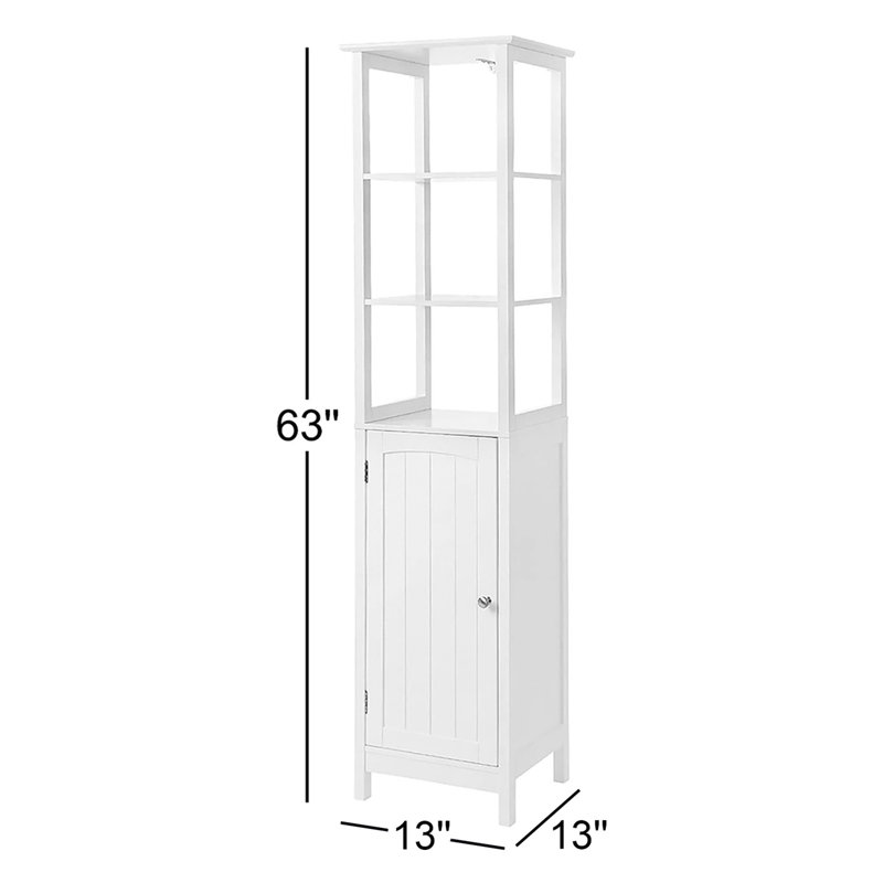 Armoire de rangement 63 po, armoire de rangement multifonctionnelle pour salle de bain 63 po avec tablette à 3 niveaux, tour à linge autoportante