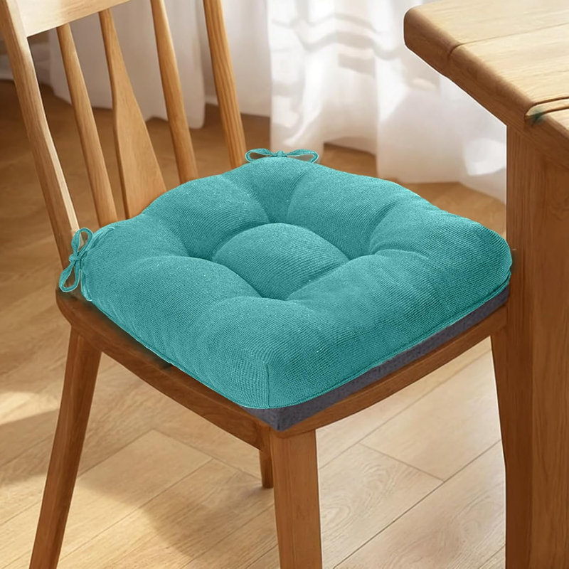 Set Of 4 Dining Chair Cushions Aqua Green