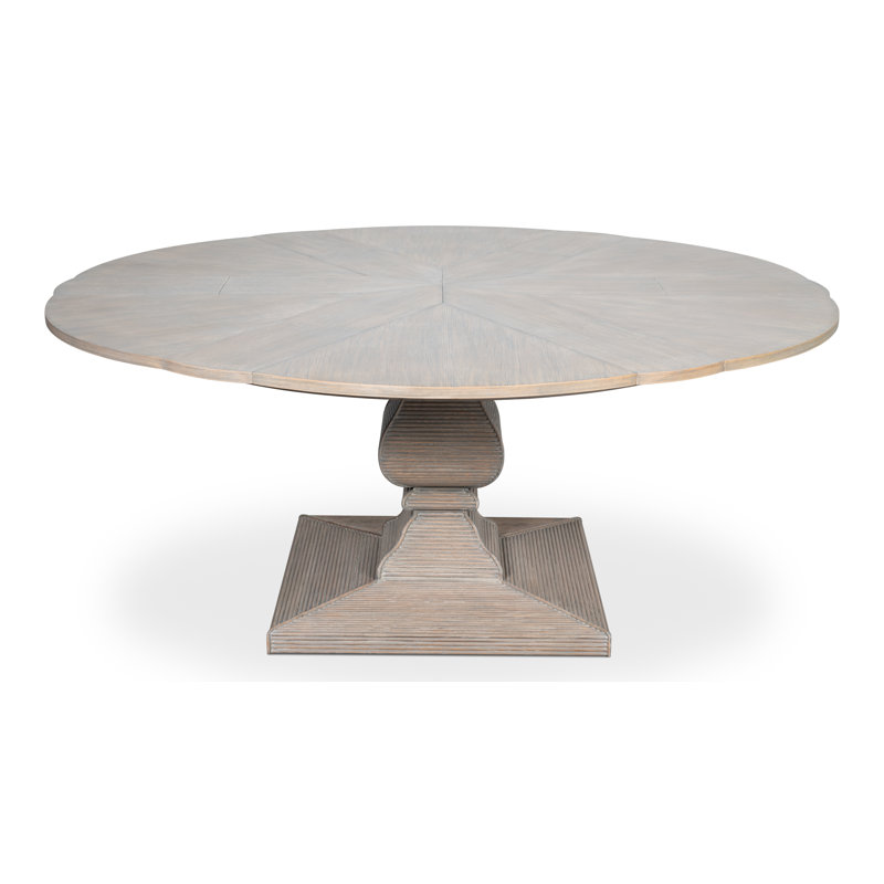 Kelso Equestrian Round Oak Pedestal Dining Table, 30"H x 66"L x 66"W, Moonskin