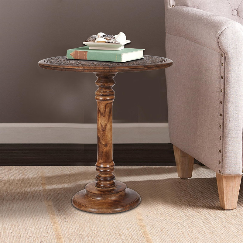 Piédestal simple en bois massif Hemuna, Brun