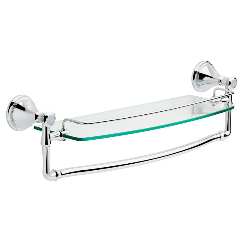 Cassidy 18 in. Glass Shelf with Towel Bar, Chrome, 5.7" H x 24" W x 6" D