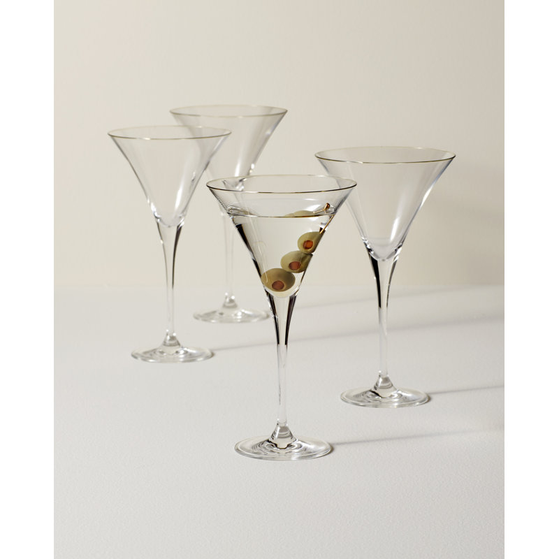 Elegant Clear Crystal Martini Glass Set of 4