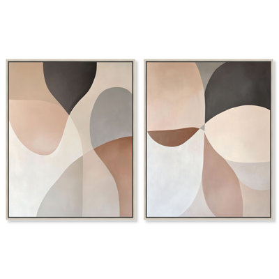 «Curvilinear Quadrants Duo», ensemble de décorations murales Boho par Art Remedy, cadre argenté, 30 x 36