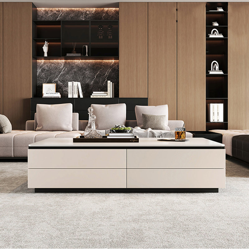 Table basse simple et moderne, Noir, noir, noir, noir, H 15,7 po x L 47,2 po x l 23,6 po