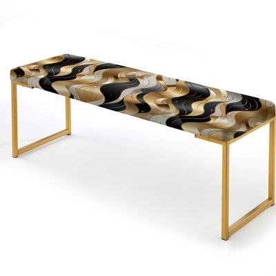 Marble Upholstered Gold Bench