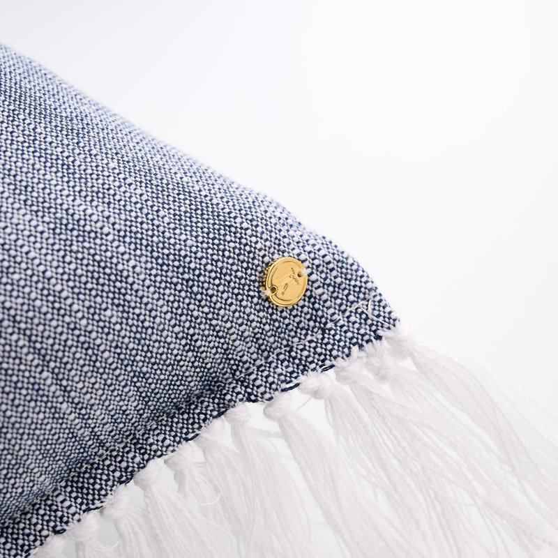 Peshtemal Ikat Cotton Lumbar Pillow, Navy