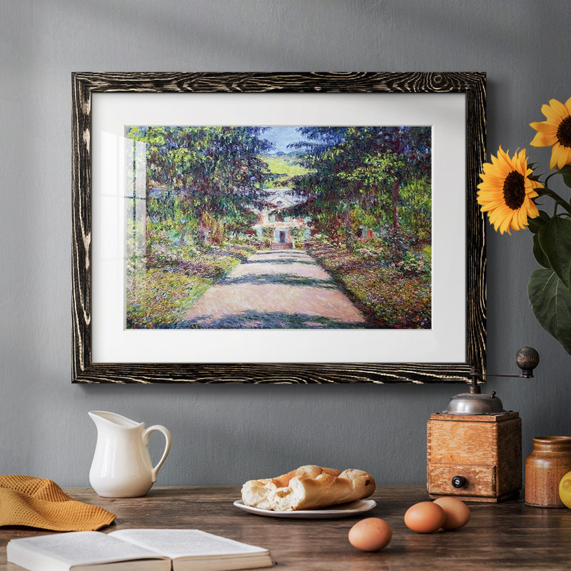 Sentier dans le jardin de Monet à Giverny, 1900, H 18 po x l 26 po x P 1,5 po, Noir