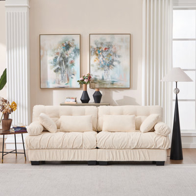 Cloud Couch Modular Sectional Sofa, Modern Loveseat Sectional Couches for Living Room,Deep Seat Modular Couch with Armrests Pillows,Comfy advanced flannelette Sofa for Bedroom(4pillow)
